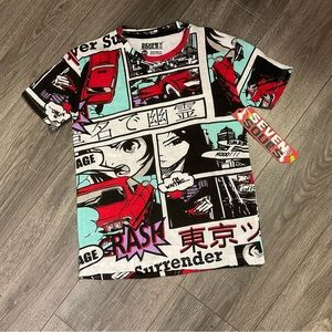 Seven Souls Anime Red Black Cars T Shirt Boys 10/12 NWT